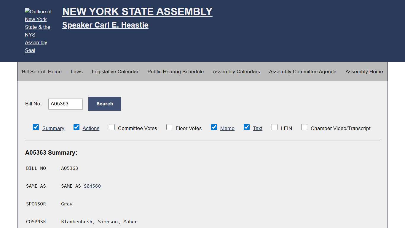 Bill Search and Legislative Information New York State Assembly